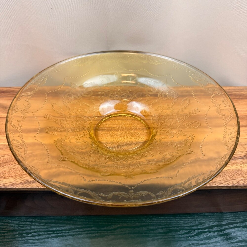 Federal Depression Glass Madrid Pattern Amber 11 Inch Shallow Console Bowl